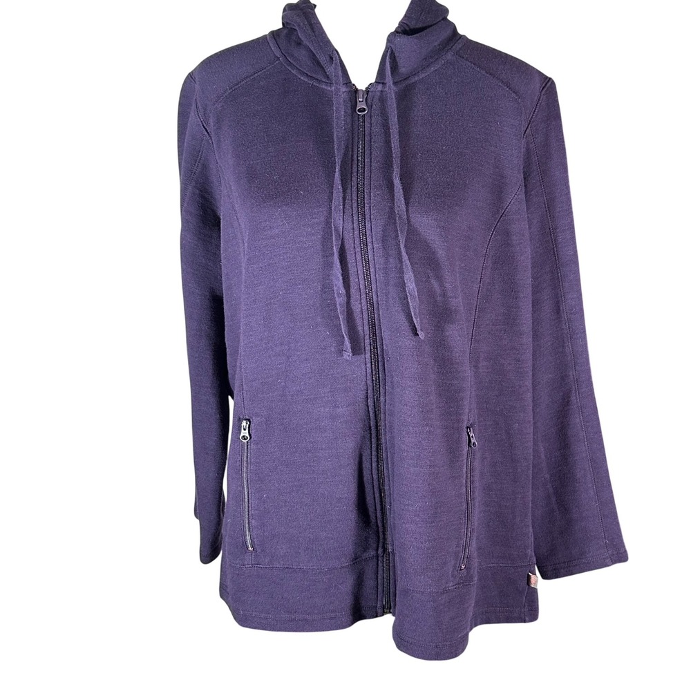 Talbots Full Zip Hoodie Women 1X Purple Long Sleeve Cotton Blend Pocket